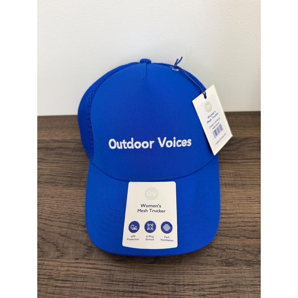 Outdoor Voices Womens Mesh Trucker Hat OY Blue OVH012 Adjustable Cap NWT